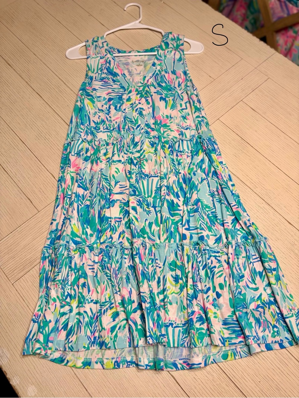 Lilly Pulitzer A-Line Tiered Dress - Turquoise, Pink, Green